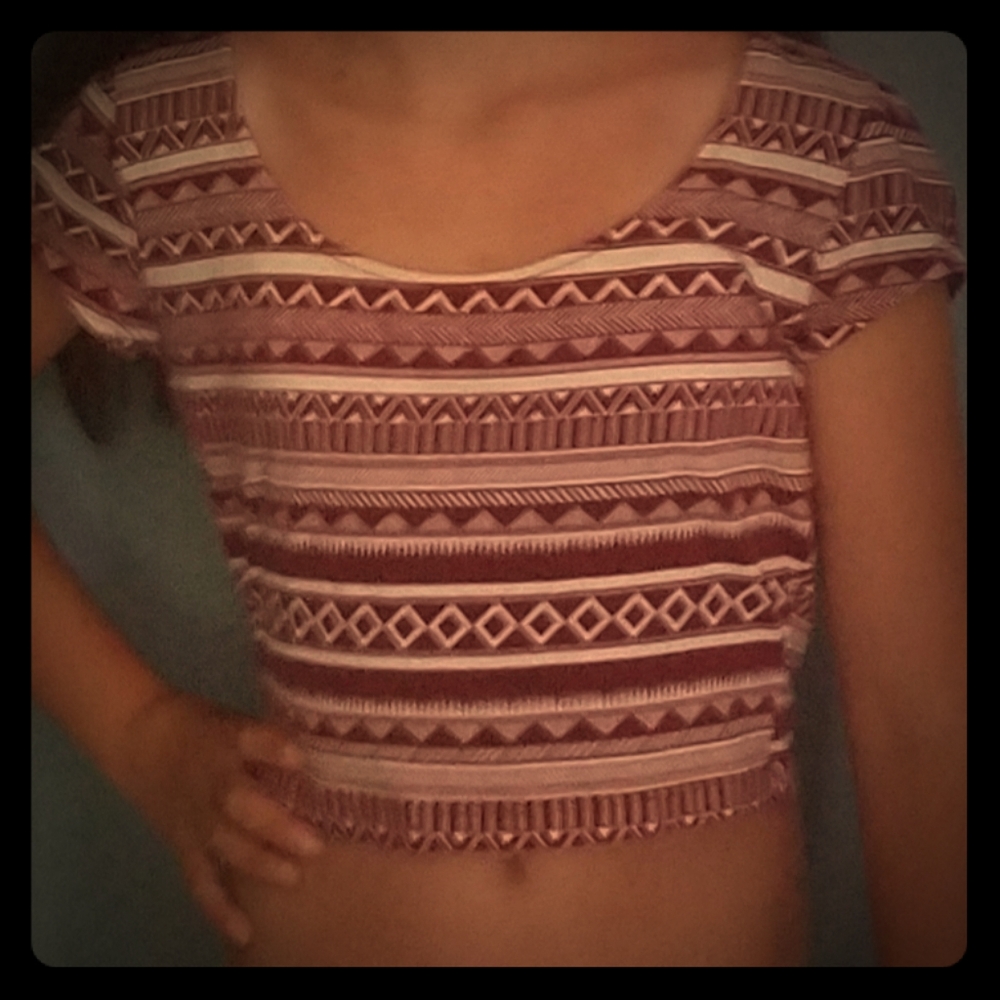 Red and white crop top